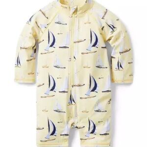 Janie and Jack Rash Guard - Like New Yellow Sailboat 6-12 months